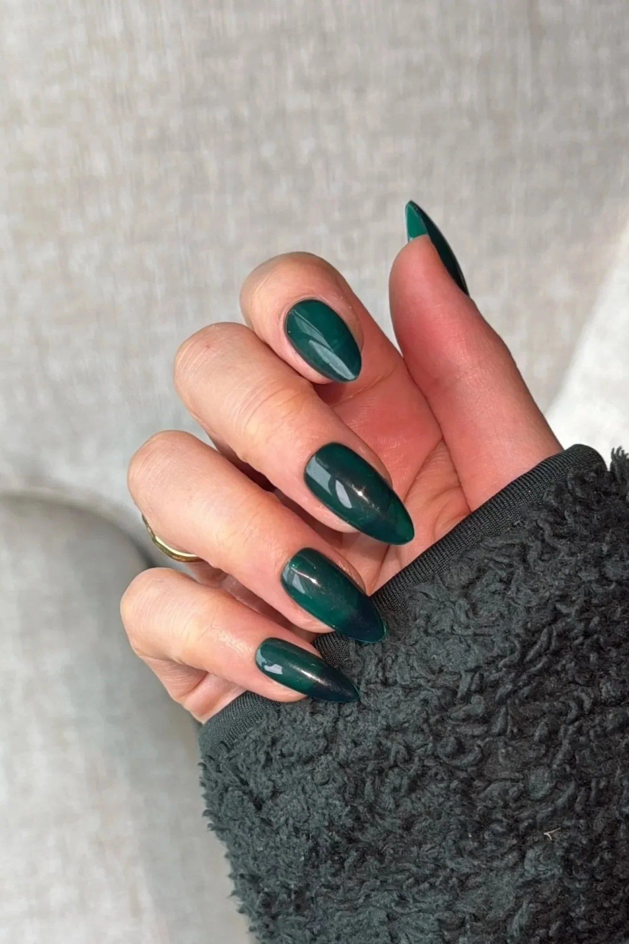 Deep Green Squoval Nails - emerald green nail design for women over 50