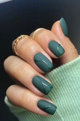 Sage Green Short Square Nails - emerald green nail design for women over 50