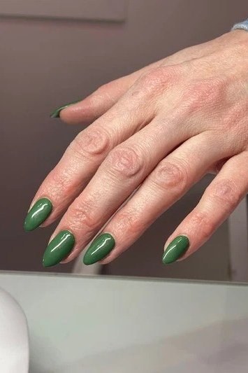 Green Almond Nails, Natural Mature Beauty - emerald green nail design for women over 50