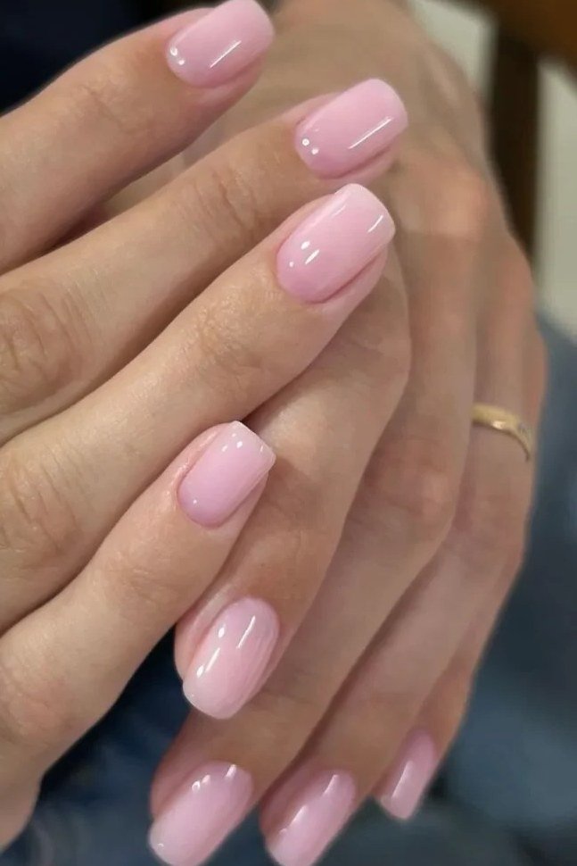 Nude with Gold Line Art, elegant nail idea for women over 60