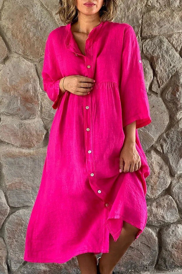 Red Sleeveless Shirt Dress - elegant summer dress for women over 60