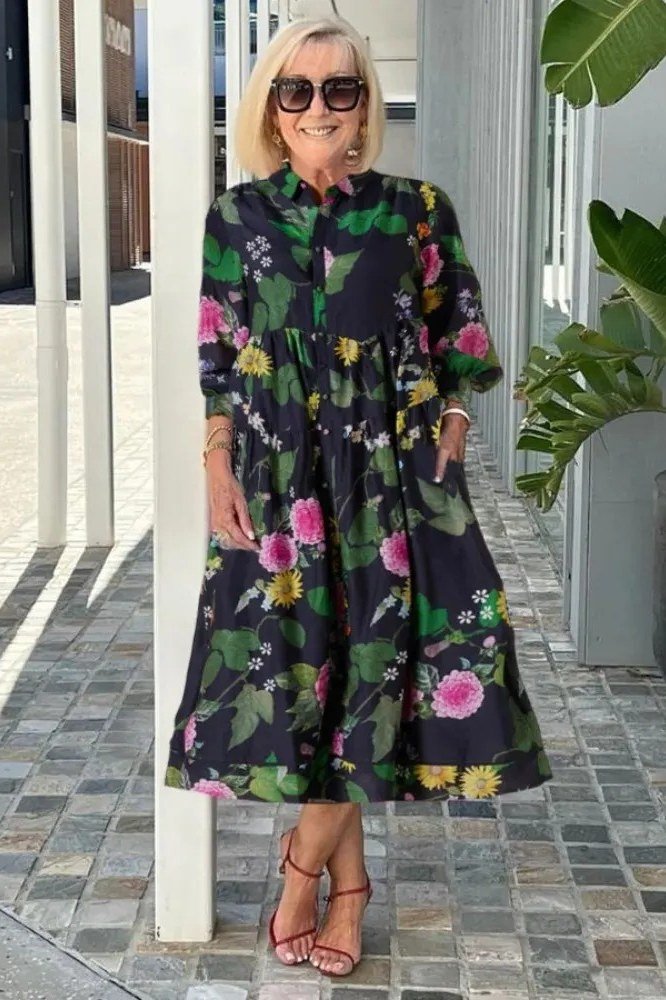 Lime Green Linen Shirt Dress - elegant summer dress for women over 60