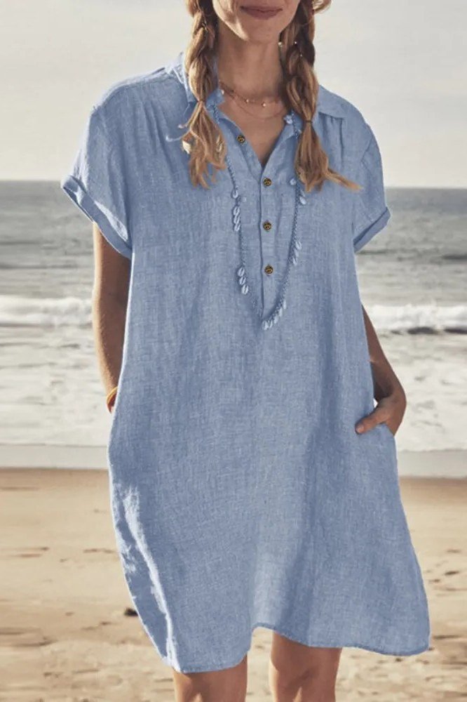 Black Belted Shirt Dress - elegant summer dress for women over 60