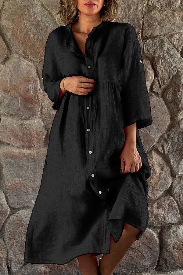 Black and White Floral Fit-and-Flare Dress - elegant summer dress for women over 60