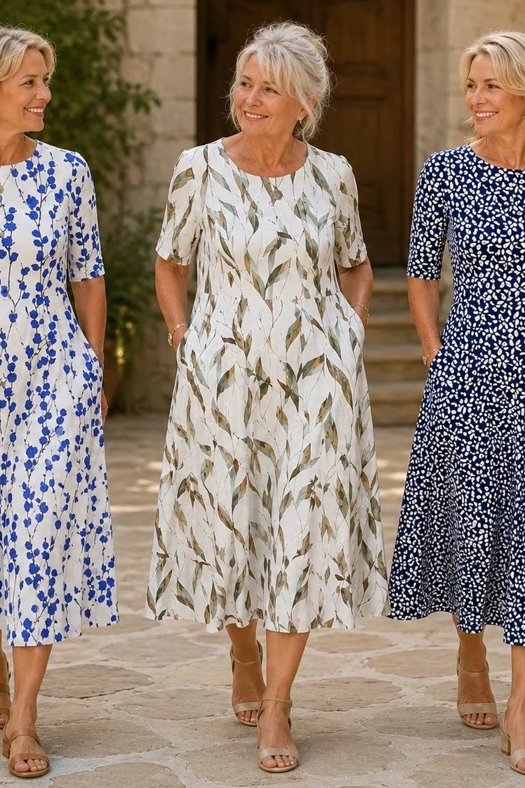Mustard Smocked Midi Dress - elegant summer dress for women over 60