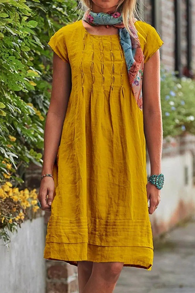 Black Pleated Midi Dress - elegant summer dress for women over 60