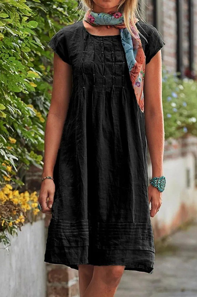 Red Kaftan-Style Midi Dress - elegant summer dress for women over 60