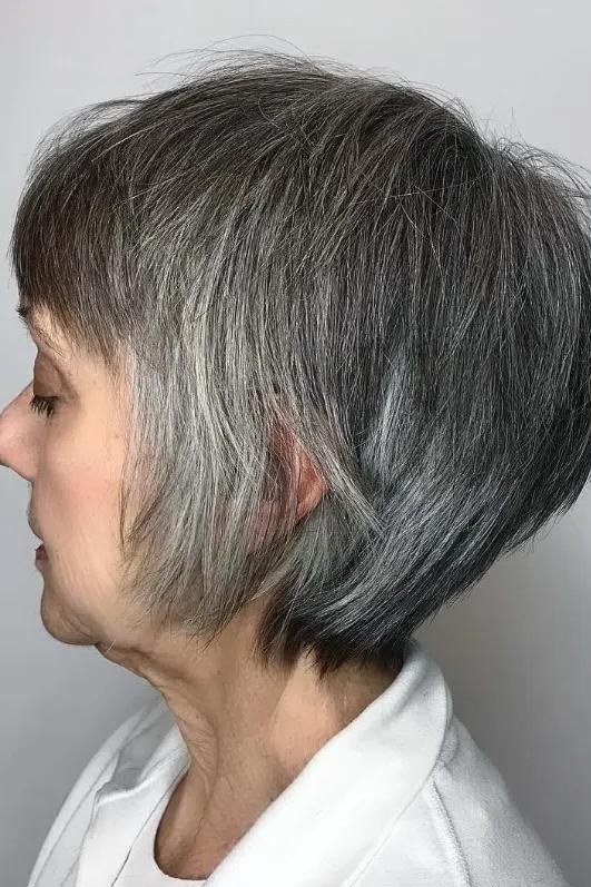 White Pixie, Side Profile, an elegant short haircut for older women