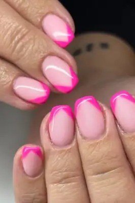 Hot Pink French Tips, elegant winter nail color idea for older women