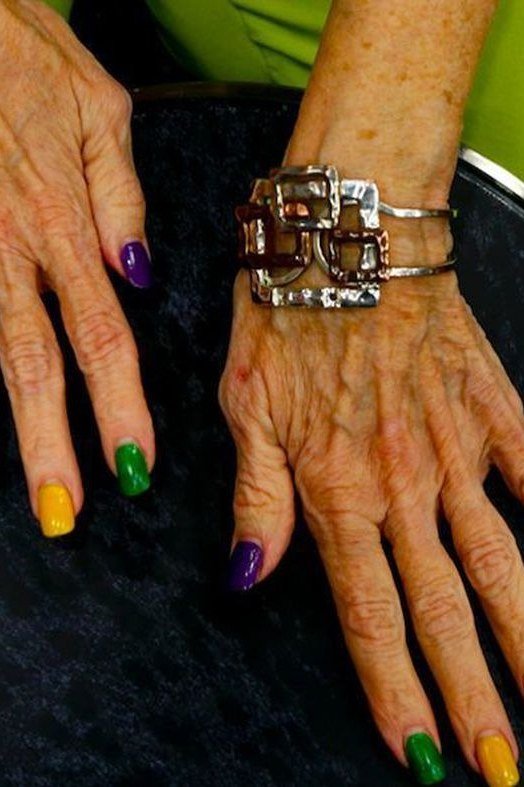 Playful Rainbow Nails, elegant winter nail color idea for older women