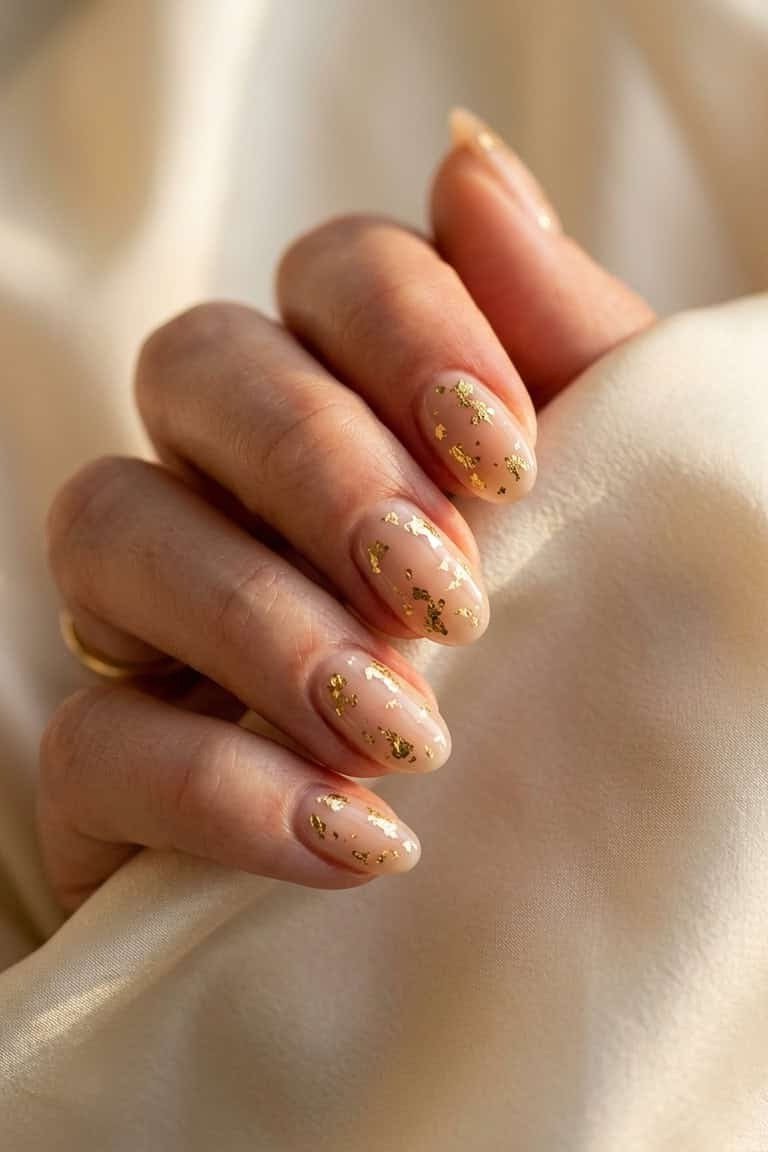 Champagne Gold Glitter Ombre - elegant wedding nails for women over 60