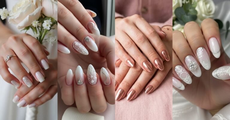 Elegant wedding nail collage - 63 elegant wedding nail ideas for women over 60