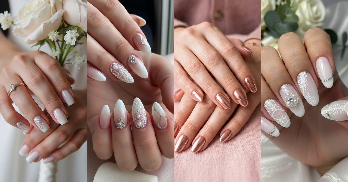 Elegant wedding nail collage - 63 elegant wedding nail ideas for women over 60