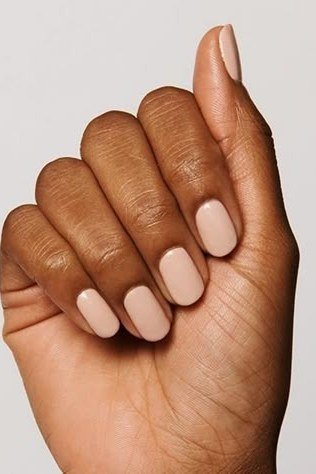 Beige Nude Square Nails - beige nude square nails on deep skin tone - elegant nail idea for women over 40