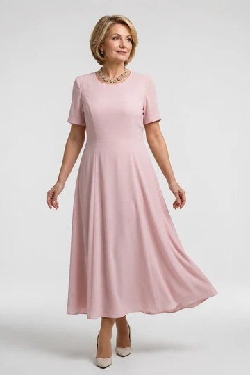 Blush Pink Skater Dress - engagement party dress for women over 60