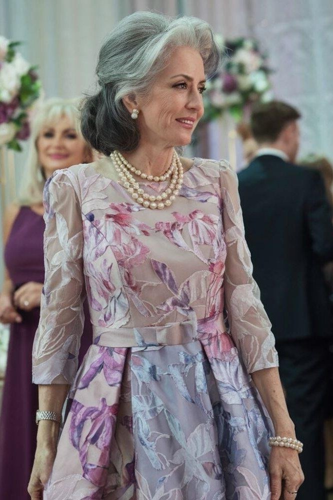 Lavender Embroidered Dress - engagement party dress for women over 60