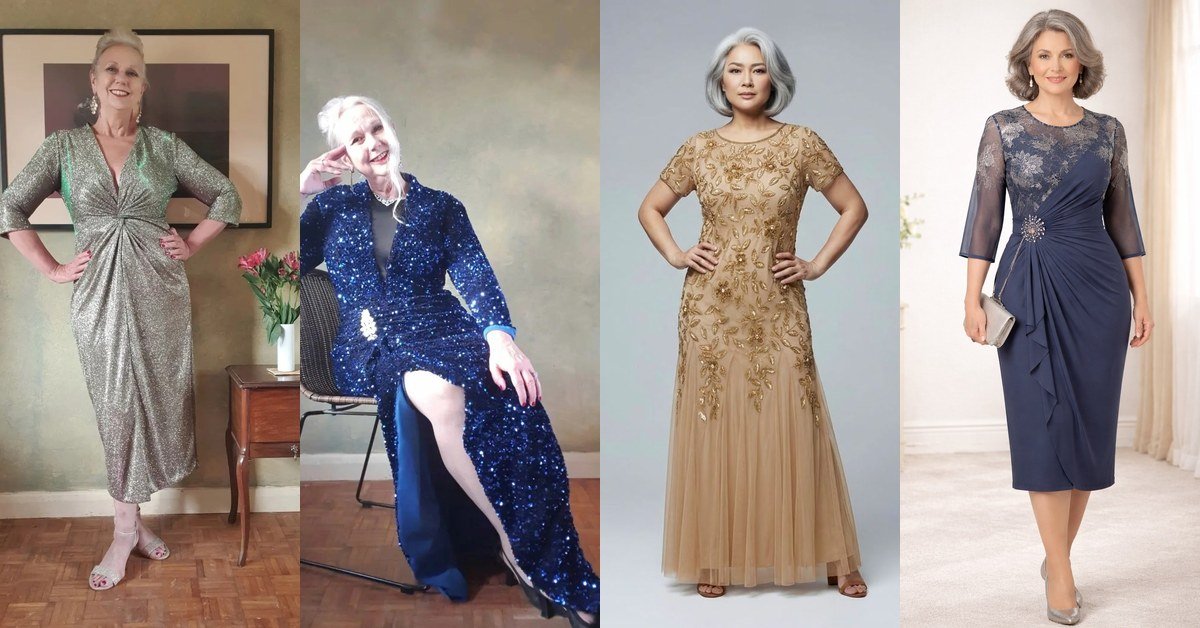 70 Elegant Engagement Party Dresses for Women Over 60 collage