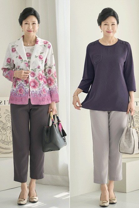Pink Floral Jacket and Navy Top Duo elegant outfit for women over 70, repeat-worthy style idea 14