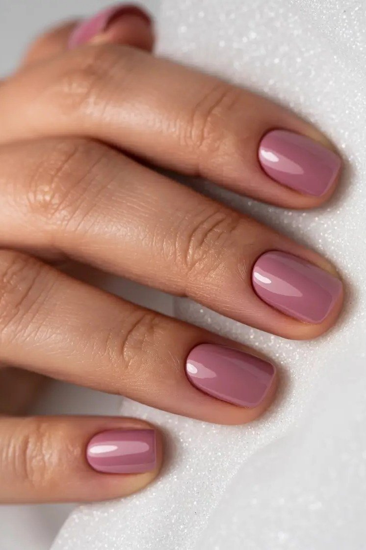 Dusty Rose Pink Short Squoval Nails - elegant short nail idea for women over 50