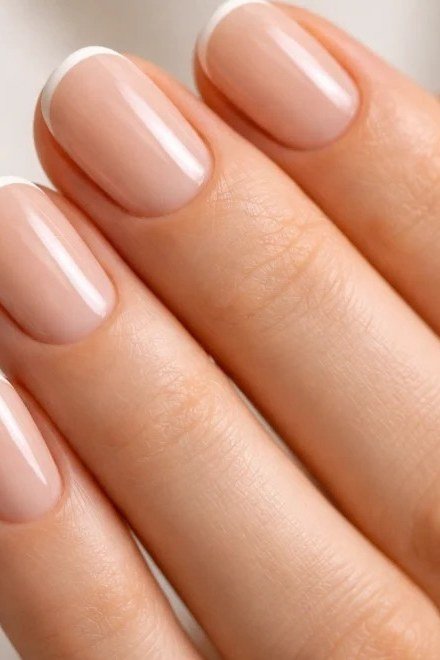 Nude Pink Short Almond Nails - elegant short nail idea for women over 50