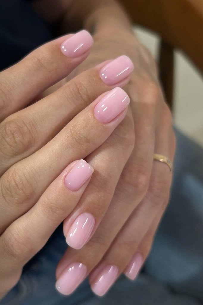 Blush Pink Short Oval Nails - elegant short nail idea for women over 50