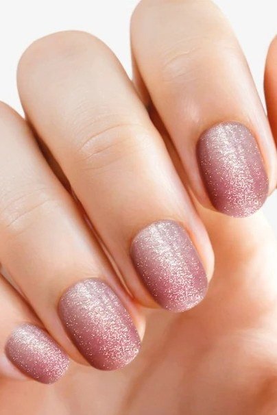 Mauve Pink Shimmer Short Nails - elegant short nail idea for women over 50