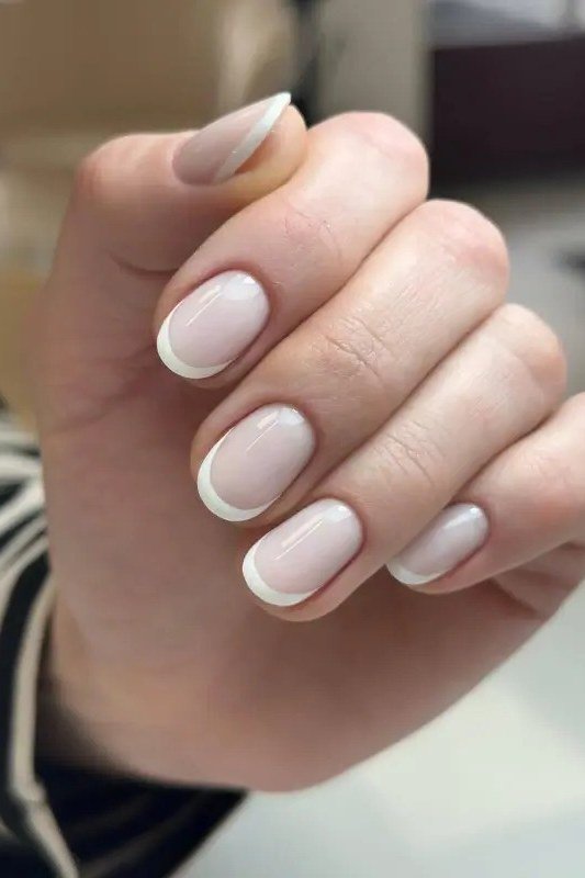 Pale Pink Cream Short Oval Nails - elegant short nail idea for women over 50