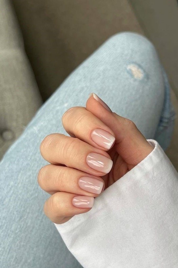 Milky Nude Short Nails for Weekends - elegant short nail idea for women over 50