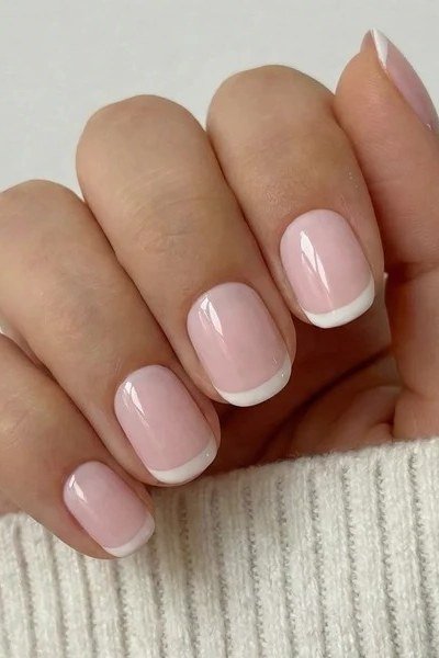 French Micro Tip Short Oval Nails - elegant short nail idea for women over 50
