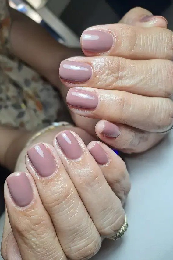 Mauve Taupe Short Nails - elegant short nail idea for women over 50