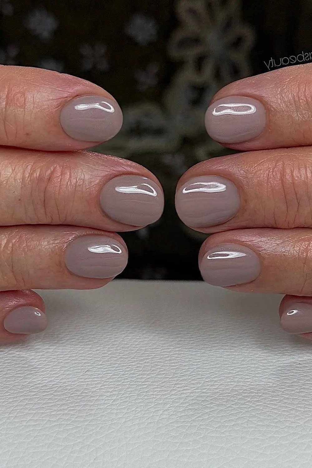 Taupe Grey Short Nails - elegant short nail idea for women over 50