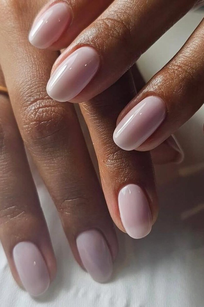 Lilac Mauve Almond Nails - elegant short nail idea for women over 50