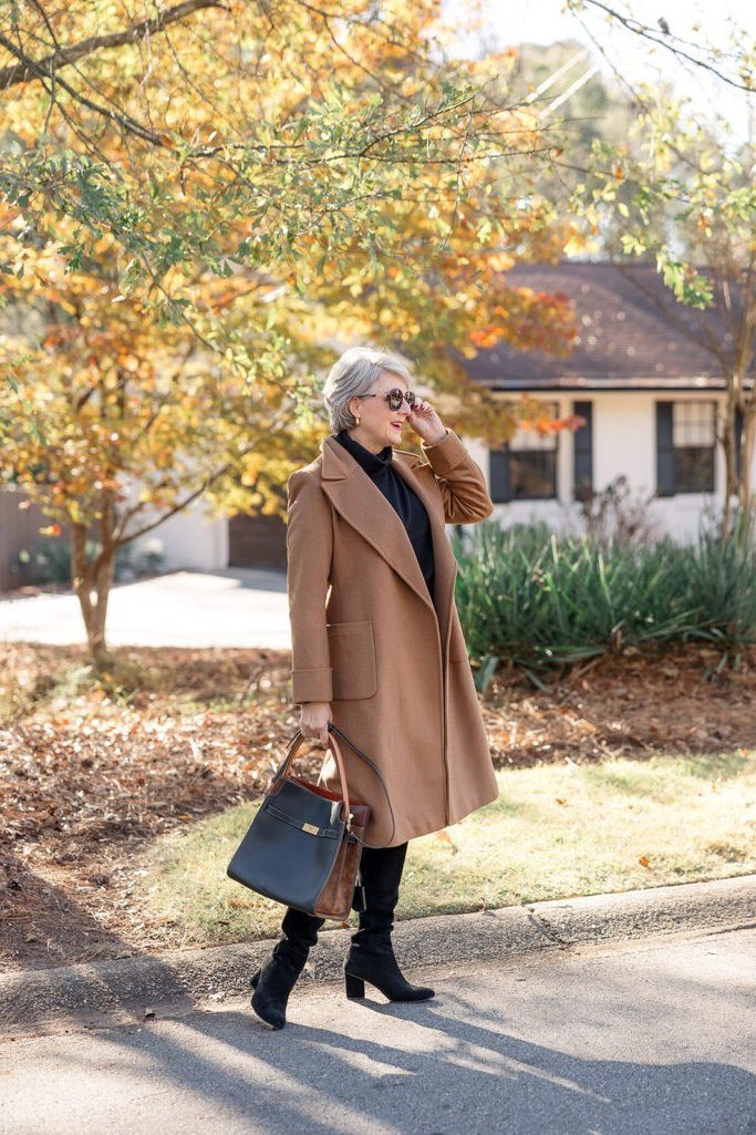 Camel Coat on an Autumn Street, fall 2026 outfit for women over 60