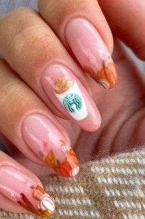 Pumpkin Spice Latte Art, fall nail color for women over 60