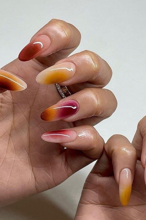 Amber Tortoise Ombre, fall nail color for women over 60
