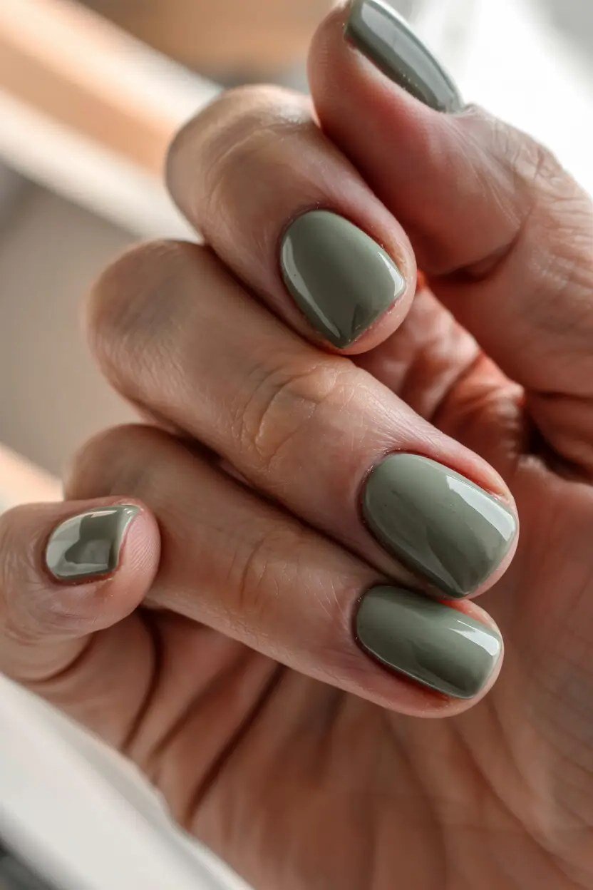 Sage Green Short Nails, fall nail color for women over 60