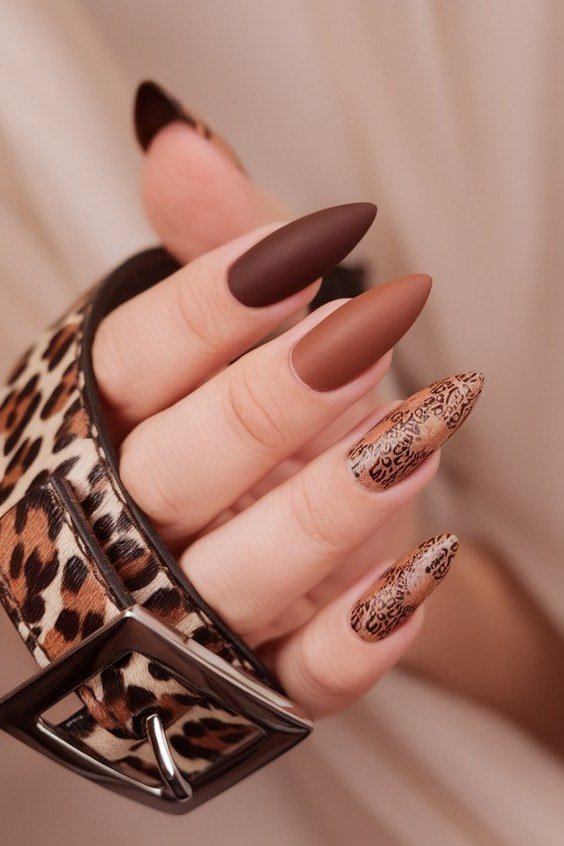 Chocolate with Copper Glitter, fall nail color for women over 60