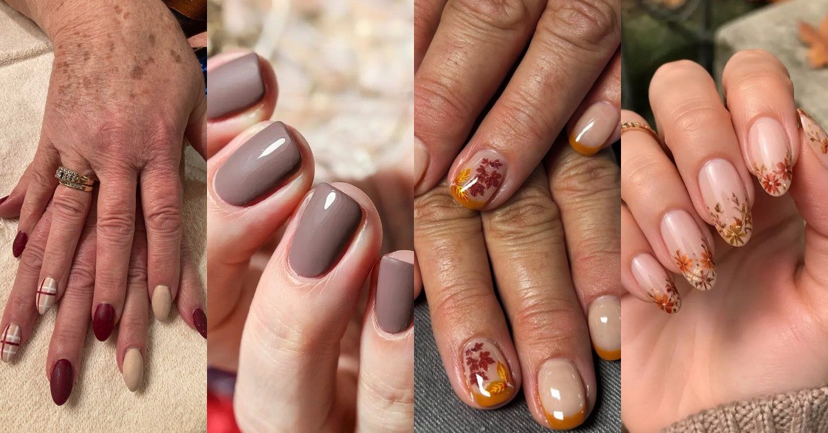 Fall nail colors for women over 60 collage