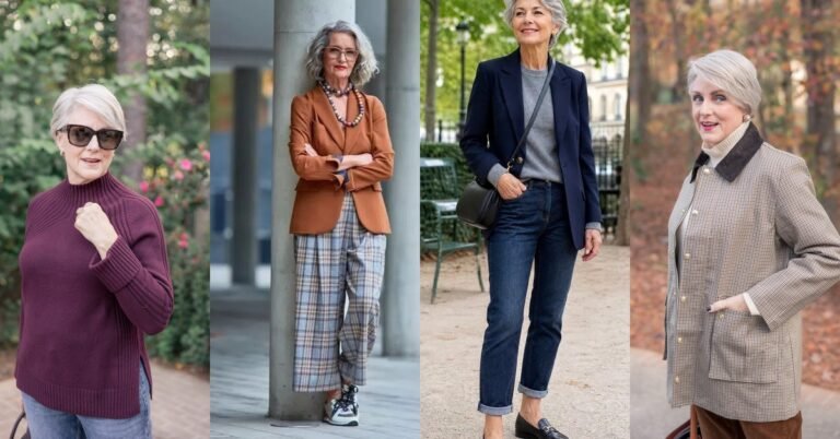 62 fall wardrobe staples for women in their 60s: coats, blazers, sweaters, knit sets, trousers, denim, scarves and wraps