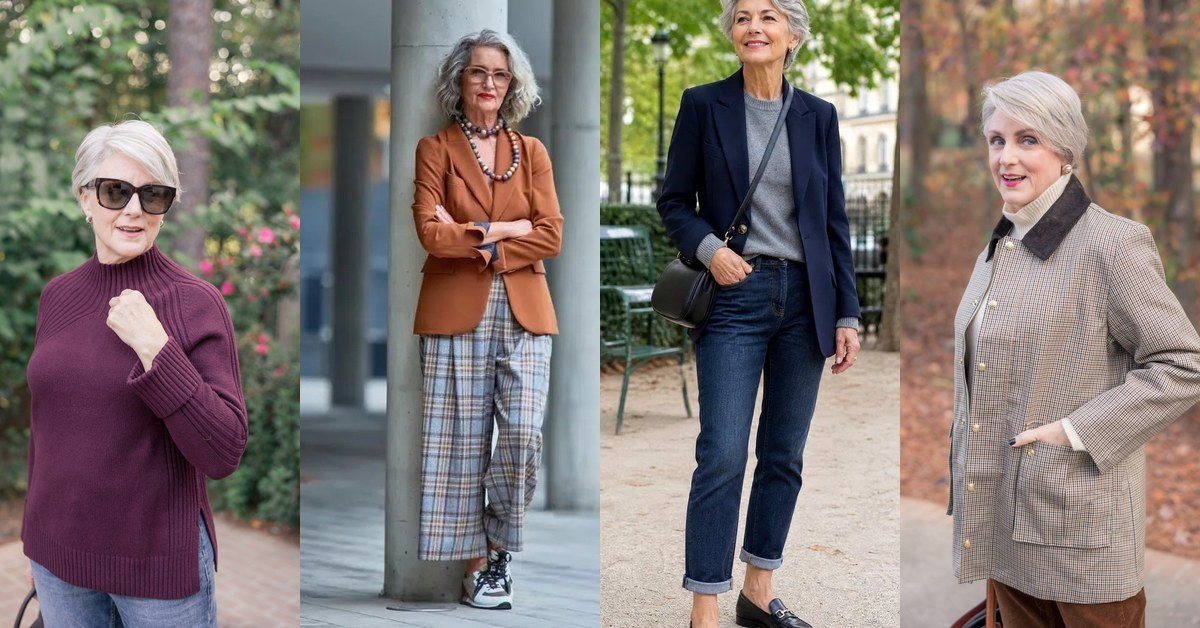 62 fall wardrobe staples for women in their 60s: coats, blazers, sweaters, knit sets, trousers, denim, scarves and wraps