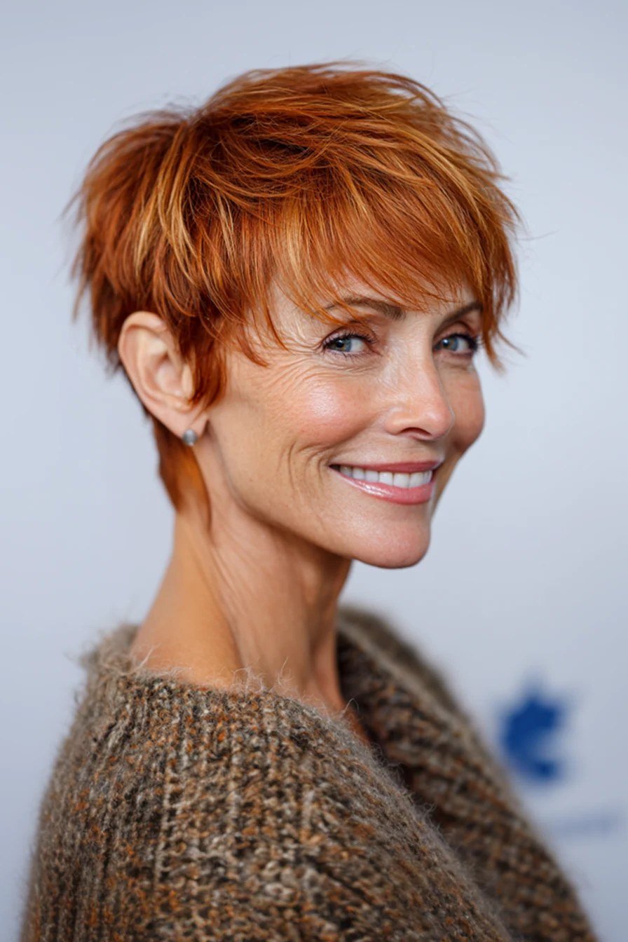 Copper Pixie fall hairstyle for women over 50
