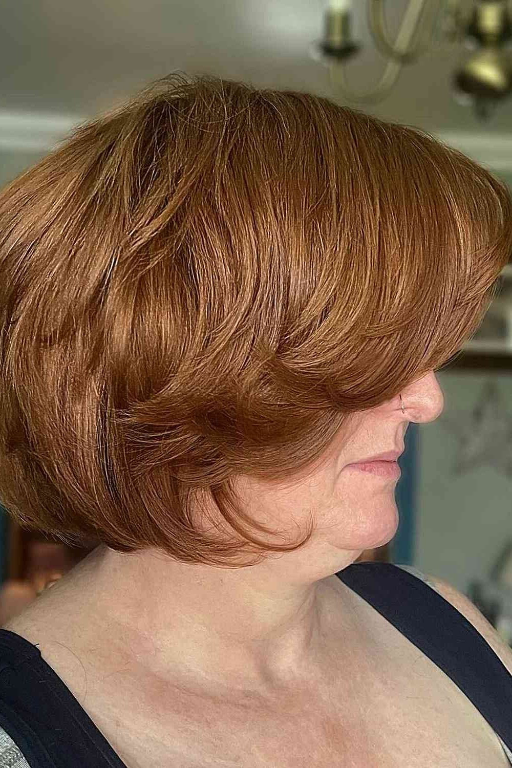 Auburn Rounded Bob fall hairstyle for women over 50
