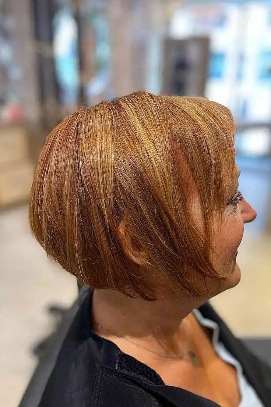 Copper Angled Bob fall hairstyle for women over 50
