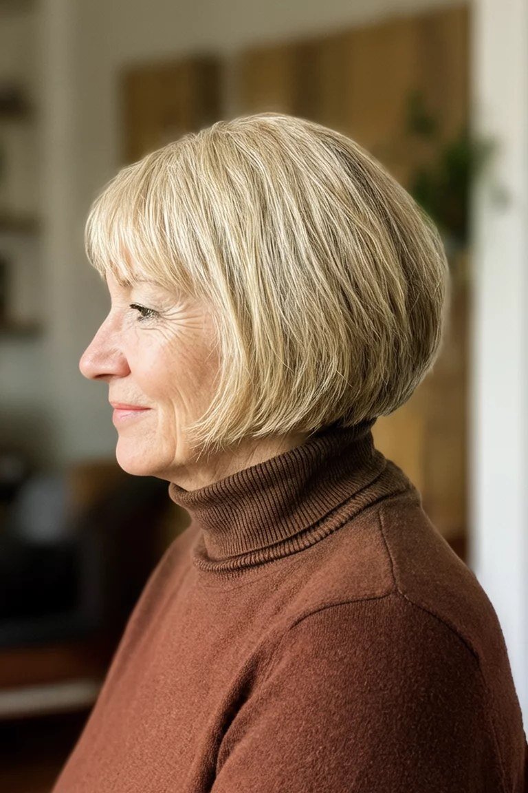 Platinum Bob fall hairstyle for women over 50