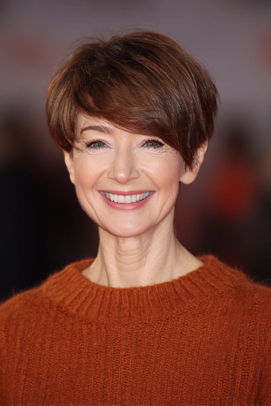 Warm Brown Pixie fall hairstyle for women over 50