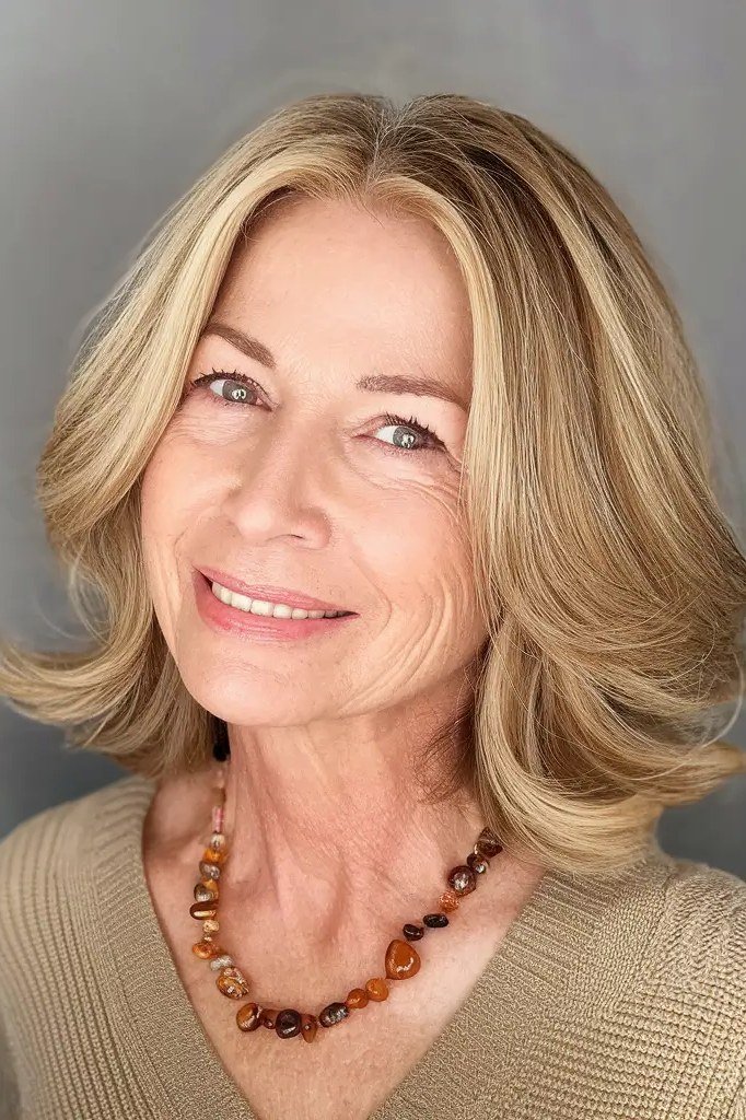 Golden Blonde Lob fall hairstyle for women over 50