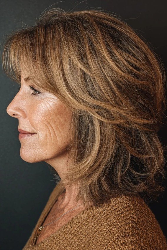 Shaggy Layered Bob fall hairstyle for women over 50