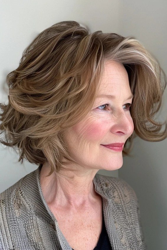 Grey Layered Bob fall hairstyle for women over 50