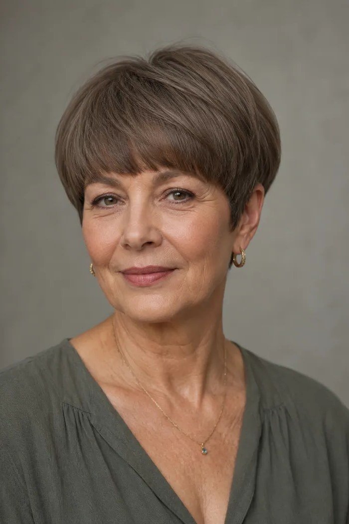 Brown Pixie-Bob fall hairstyle for women over 50