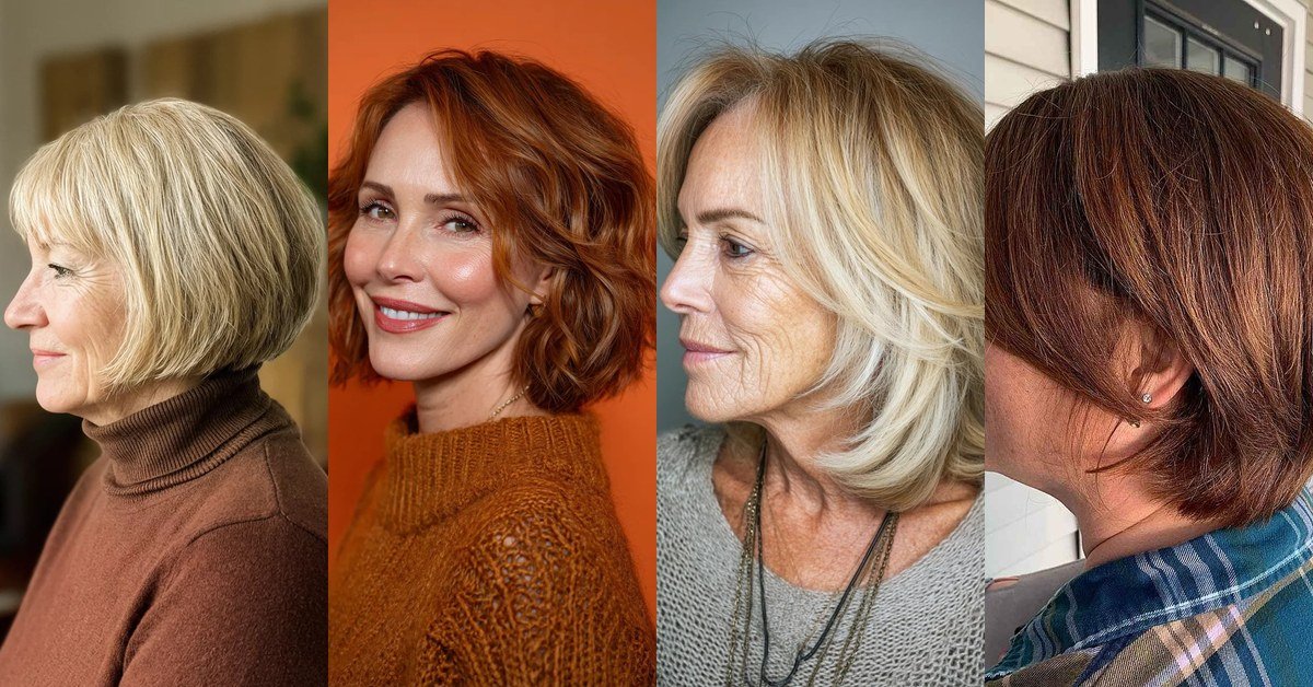 Collage of 70 fall hairstyles for women over 50